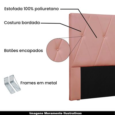 Cabeceira Decorativa King Size 1,95M Yves Veludo Rosa - Gran Belo