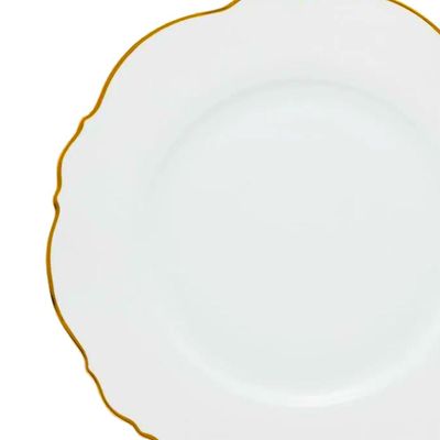 Jogo de pratos sobremesa de porcelana Wolff Maldivas 6 peças 21cm filete dourado