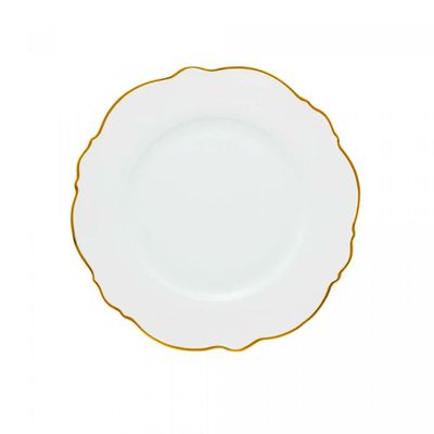 Jogo de pratos sobremesa de porcelana Wolff Maldivas 6 peças 21cm filete dourado