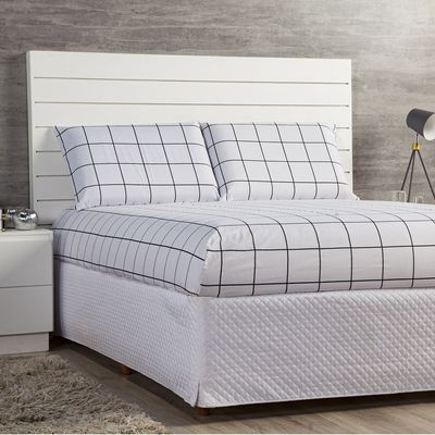 Jogo Cama Lençol Square King Quadriculado Percal 180 Fios 3 Peças - Branco