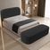 Cabeceira Cama Box Queen 160cm Lanna com Puff Recamier Doha W01  Bouclê Preto - Lyam Decor