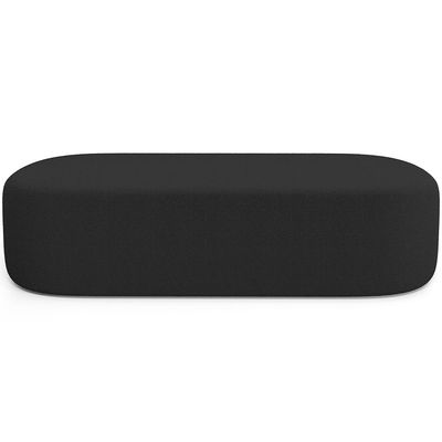 Cabeceira Cama Box Queen 160cm Lanna com Puff Recamier Doha W01  Bouclê Preto - Lyam Decor