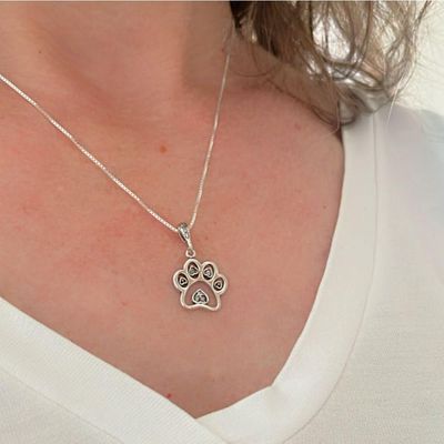 Colar Pet Com Pata E Osso Prata 925