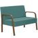 Poltrona 2 Lugares Jade Braço Madeira Suede Turquesa