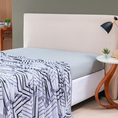 Lençol De Cima Avulso Luar Estampado Solteiro 01 Peça Malha 100% Algodão - Cinza Geométrico