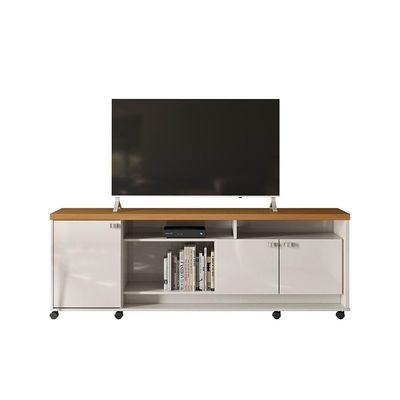 Rack Para Dallas - Até 65" Mdp 3 Portas E Rodízios Off White Perolizado-tauari - Movelove