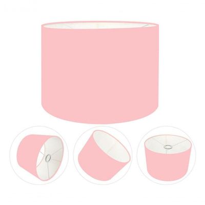 Cúpula Abajur E Luminária Cilíndrica Vivare Cp-7019 ø40x30cm - Bocal Nacional Rosa-tela