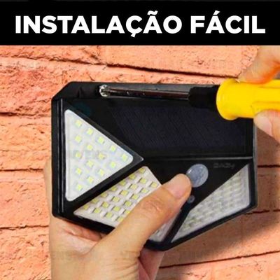 Luminária 100 Led Energia Solar 3 Modos Iluminação