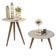 Conjunto 2 Mesas Retrô Natália - Pés Palito Lateral Apoio Mdf Mdp Off White - J3 Móveis