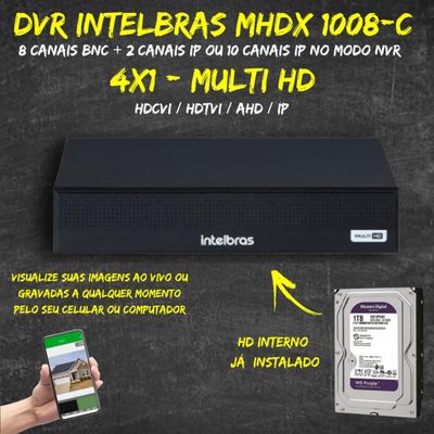 Dvr 8Ch Mhdx 1008-C Multi Hd Intelbras C/HD 1TB purple