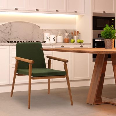 Kit 3 Cadeiras Decorativa Sala de Jantar Sidnei Veludo Verde - Gran Belo