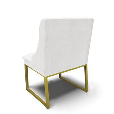 Cadeira Sala de Jantar Industrial Dourado kit 10 Liz Sint PU D03 - D'Rossi Branco