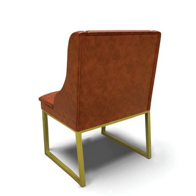 Cadeira Sala de Jantar Industrial Dourado kit 10 Liz Sint PU D03 - D'Rossi Branco