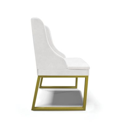 Cadeira Sala de Jantar Industrial Dourado kit 10 Liz Sint PU D03 - D'Rossi Branco