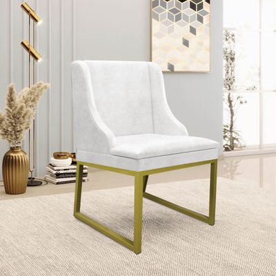 Cadeira Sala de Jantar Industrial Dourado kit 10 Liz Sint PU D03 - D'Rossi Branco