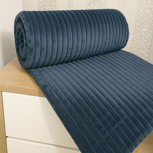 Cobertor Manta Relevância King Ultrasoft Dupla Face Marinho 100% Poliéster