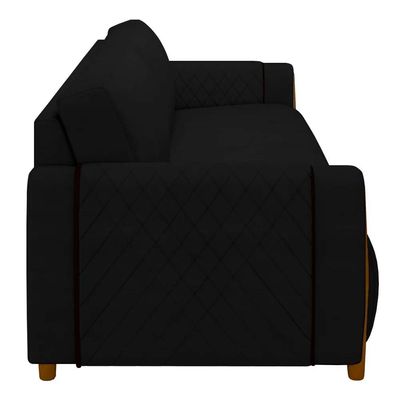 Sofá Decorativo 3 Lugares 223cm Maceió Veludo Preto - Gran Belo