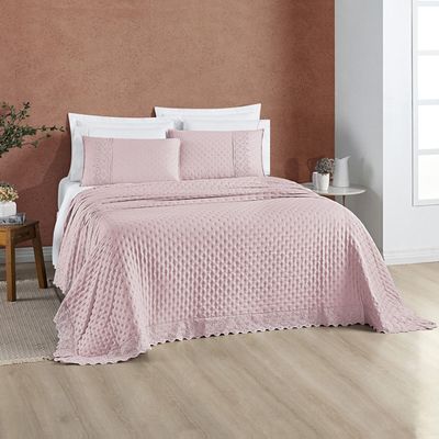 Cobre Leito Queen Divino Lese 3 Peças Dupla Face - Rosa