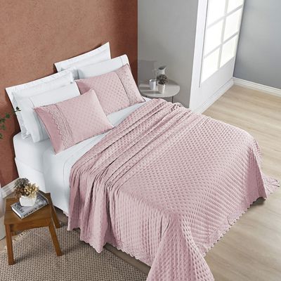 Cobre Leito Queen Divino Lese 3 Peças Dupla Face - Rosa