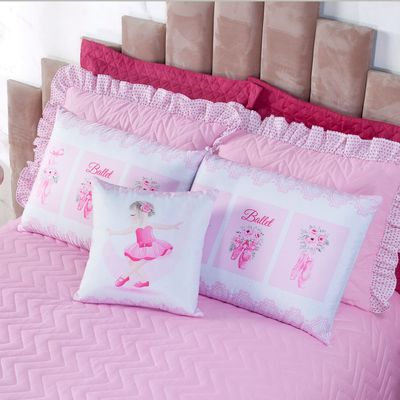 Kit Cobre Leito Queen Ballet Rosa Enxovais Aquarela 7 peças
