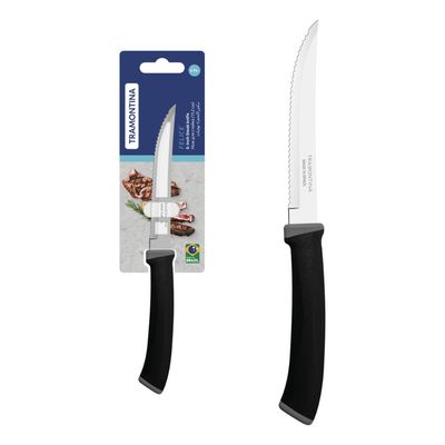Faca para Churrasco Tramontina Felice com Lâmina em Aço Inox com Fio Liso e Cabo de Polipropileno Preto 5 polegada