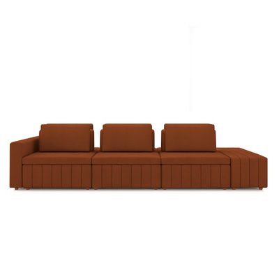 Sofá Ilha com Encosto e Almofadas Móveis Olimpo 365cm Modulado Linho Terracota G45 - Gran Belo