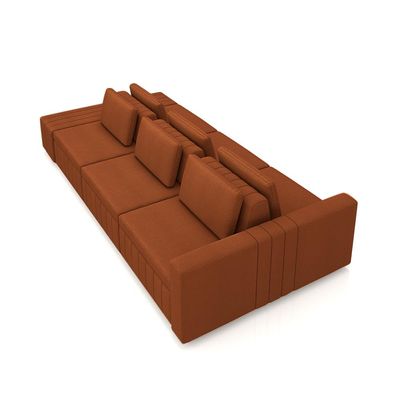 Sofá Ilha com Encosto e Almofadas Móveis Olimpo 365cm Modulado Linho Terracota G45 - Gran Belo