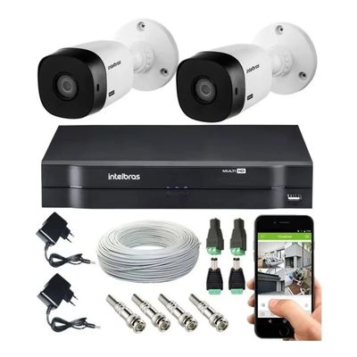 Kit Cftv 2 Câmeras Intelbras 1120 Dvr Mhdx Full hd E Acessórios