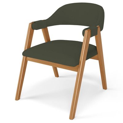Kit 02 Cadeiras de Jantar e Estar Living Estofada Nadja L02 Linho Verde Musgo - Lyam Decor