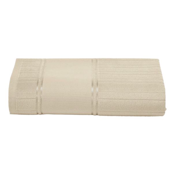 Toalha Banhão Artesanalle Dohler Barrado Liso 90X150cm BEGE