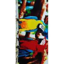 Toalha de Praia Margex Microfibra Estampada Araras 73cm x 145m Amarela/Vermelha
