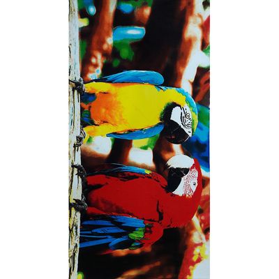 Toalha de Praia Margex Microfibra Estampada Araras 73cm x 145m Amarela/Vermelha