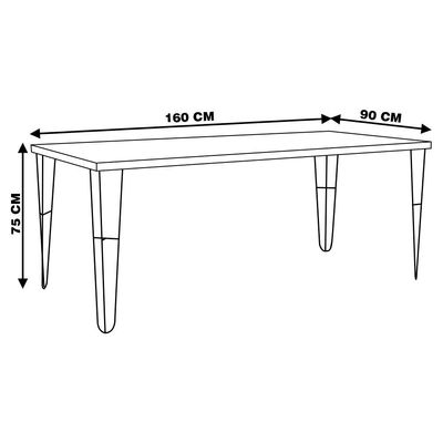 Mesa Sala de Jantar Cozinha Ludiana 160cm Grafite Madeira Maciça Driftwood - Gran Belo