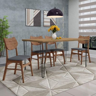 Mesa Sala de Jantar Cozinha Ludiana 160cm Grafite Madeira Maciça Driftwood - Gran Belo