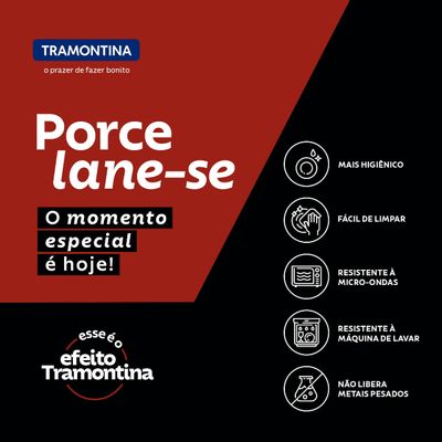 Kit Prato Raso Tramontina Churrasco Stone em Porcelana 28 cm 6 Peças