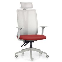 Kit 2 Cadeiras Escritório Giratória Presidente Flow F02 Base Cinza Sintético Vermelho - Lyam Decor