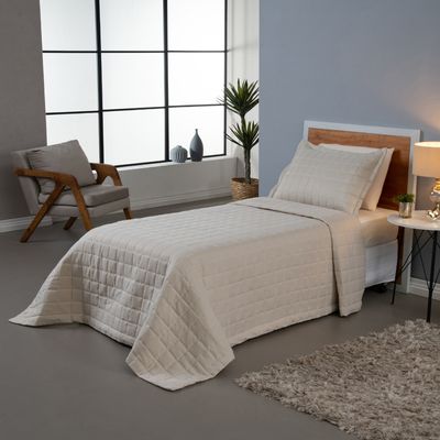 Kit Cobre Leito Matelado Dupla Face Soft 2 Peças Solteiro 100% Poliéster - Areia