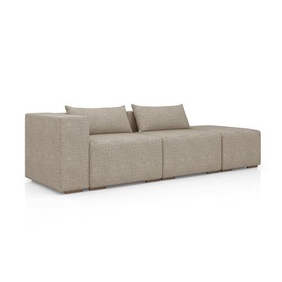 Sofá 4 Lugares com Puff Riade Itacaré Bege 363 cm