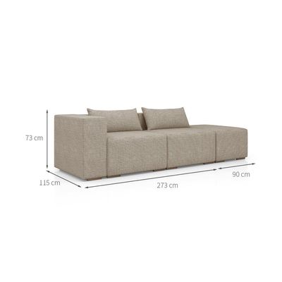 Sofá 4 Lugares com Puff Riade Itacaré Bege 363 cm
