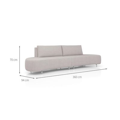 Sofá 5 Lugares Xangai Itacaré Cinza 360 cm
