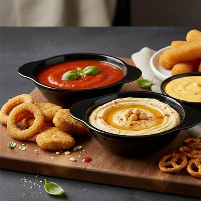 Jogo 12 Cumbucas Pretas Uno Coza 100ml Plásticas Tigelas Bowls Sobremesas Molhos