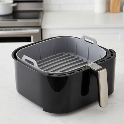 Kit 4 Formas de Silicone para Air Fryer Cinza 16x5,5cm Lyor Reutilizável Cozinha