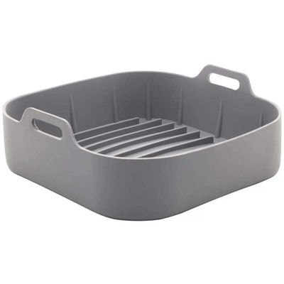 Conjunto 6 Formas Quadradas de Silicone para Air Fryer Cinza 16x5,5cm Cozinha Reutilizável