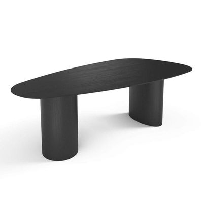 Mesa De Jantar Orgânica Breeze 2,40 X 1,20m 9 Lugares Lâmina Natural De Madeira Preto