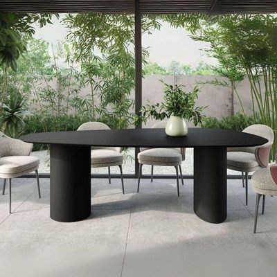 Mesa De Jantar Orgânica Breeze 2,40 X 1,20m 9 Lugares Lâmina Natural De Madeira Preto