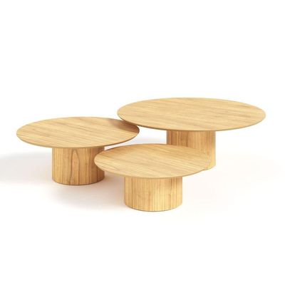 Conjunto Mesa De Centro Ava Em Madeira Damasco