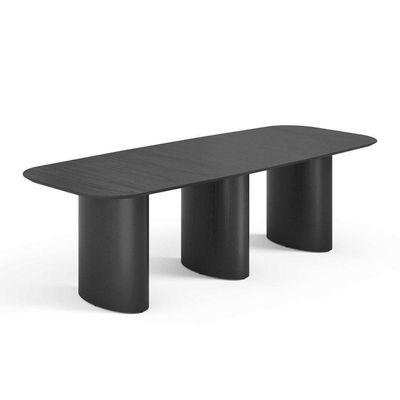 Mesa De Jantar Orgânica Tivoli 320cm X 110cm 10 Lugares Lamina Cinamomo Preto