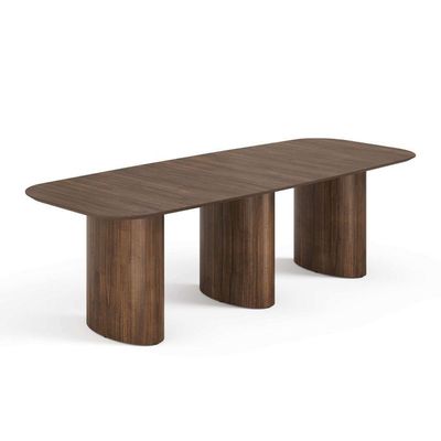 Mesa De Jantar Orgânica Tivoli 320cm X 110cm 10 Lugares Lamina Cinamomo Castanho