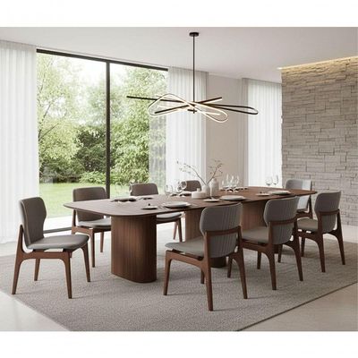 Mesa De Jantar Orgânica Tivoli 320cm X 110cm 10 Lugares Lamina Cinamomo Castanho