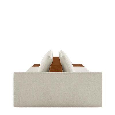 Sofá Ilha Modulado Milos 232cm Puff Lateral OffWhite Caramelo Manchado Bouclê/PU G33 - Gran Belo